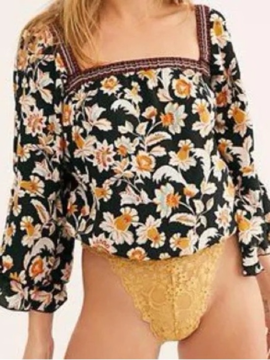 Free People Tops - Free People Bodysuit Womens Small Intimately FP Blooming Borders Lace Floral